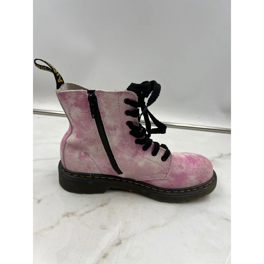 Dr. Martens 1460 Boots Junior Size 3 Pascal J Pink Tie Dye Suede Lace Up